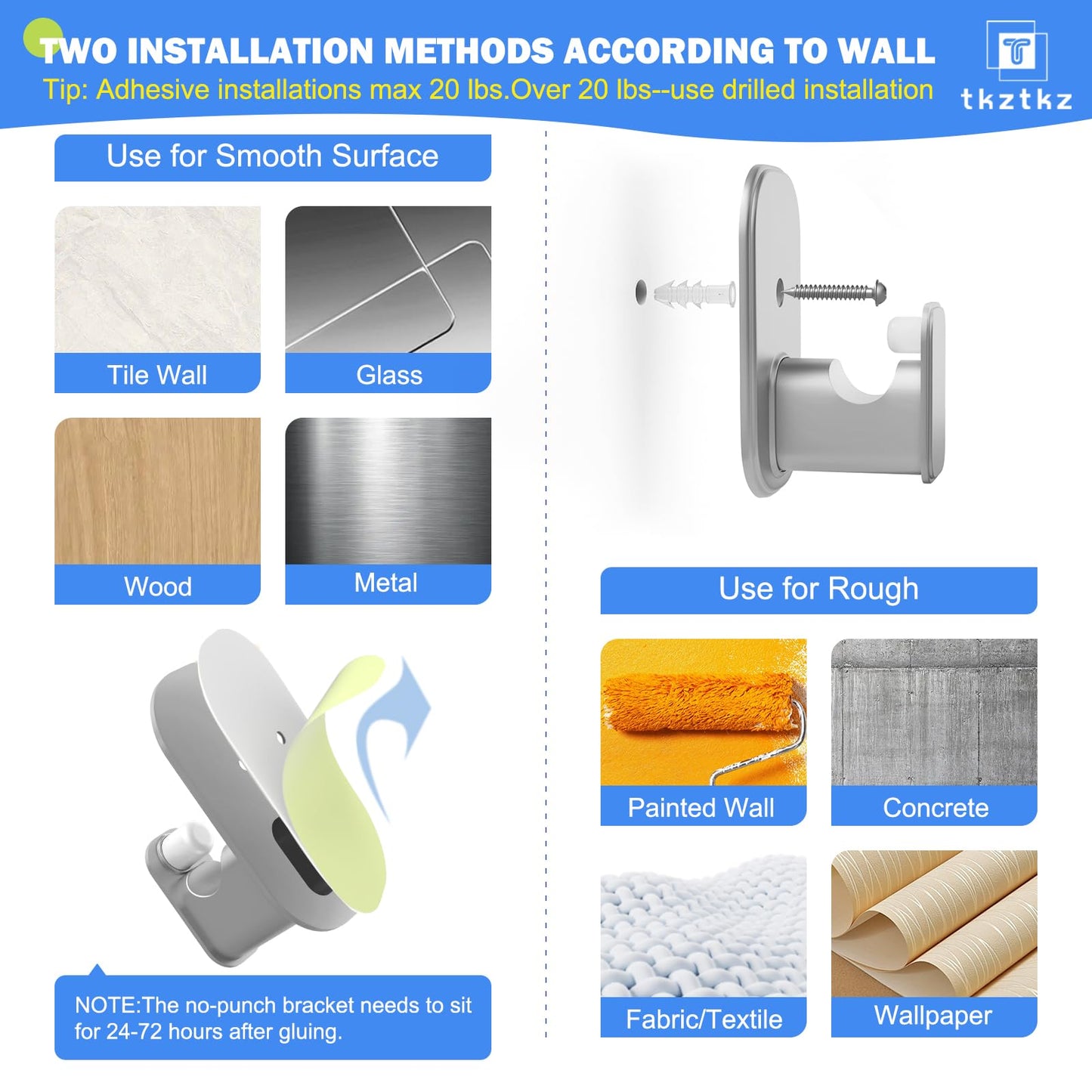 Curtain Rods No Drilling for Windows 32 to 45 Inch:No Drill Small Silver Curtain Rod with Adhesive Brackets for Bedroom,5/8" Apartment Renter Friendly Adjustable Drapery Rods Easy Install