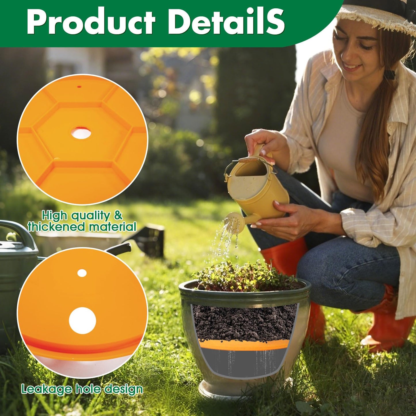Tryitsbest Round Planter Insert for Large Pots, 11" Tall Flower Pot Fillers for Planters with Drainage Holes for Indoor Outdoor Gardening Plants Container (1 Pack, 11 inch)
