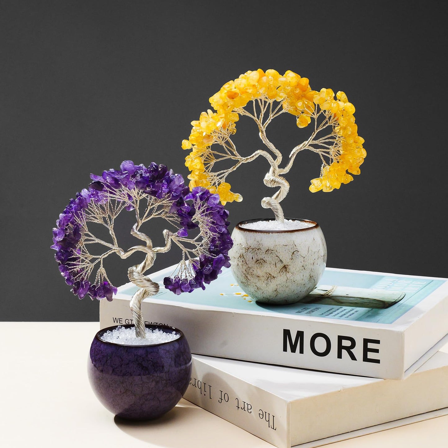 Runyangshi Amethyst Crystal Tree of Life - 7in Chakra Crystal Money Tree with 297 Natural Healing Crystal Gemstone for Feng Shui, Luck, Balancing Energy Home Decor & Spiritual Gift