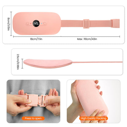 NOWWISH Heating Pad for Period Cramps Pain Relief, Portable Electric Cordless Menstrual Heating Pad Rechargeable with 6 Heat Levels and 6 Massage Modes, Christmas Gifts for Women Teen Girls, Pink