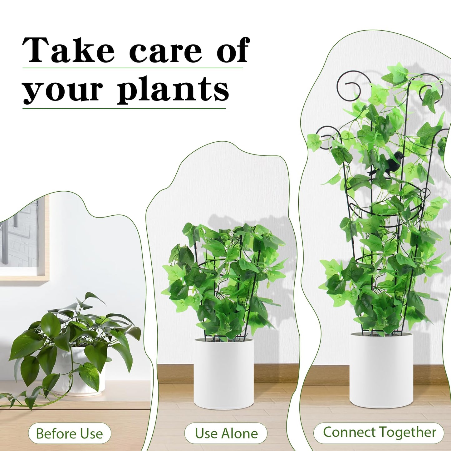 ZOUTOG Trellis for Climbing Plants Indoor 4 Pack 30 Inch,Rustproof Metal Garden Trellis for Potted Plants,Houseplant Support Indoor Outdoor for Ivy Pothos Monstera Hoya Flower Vines(Butterfly Shape)