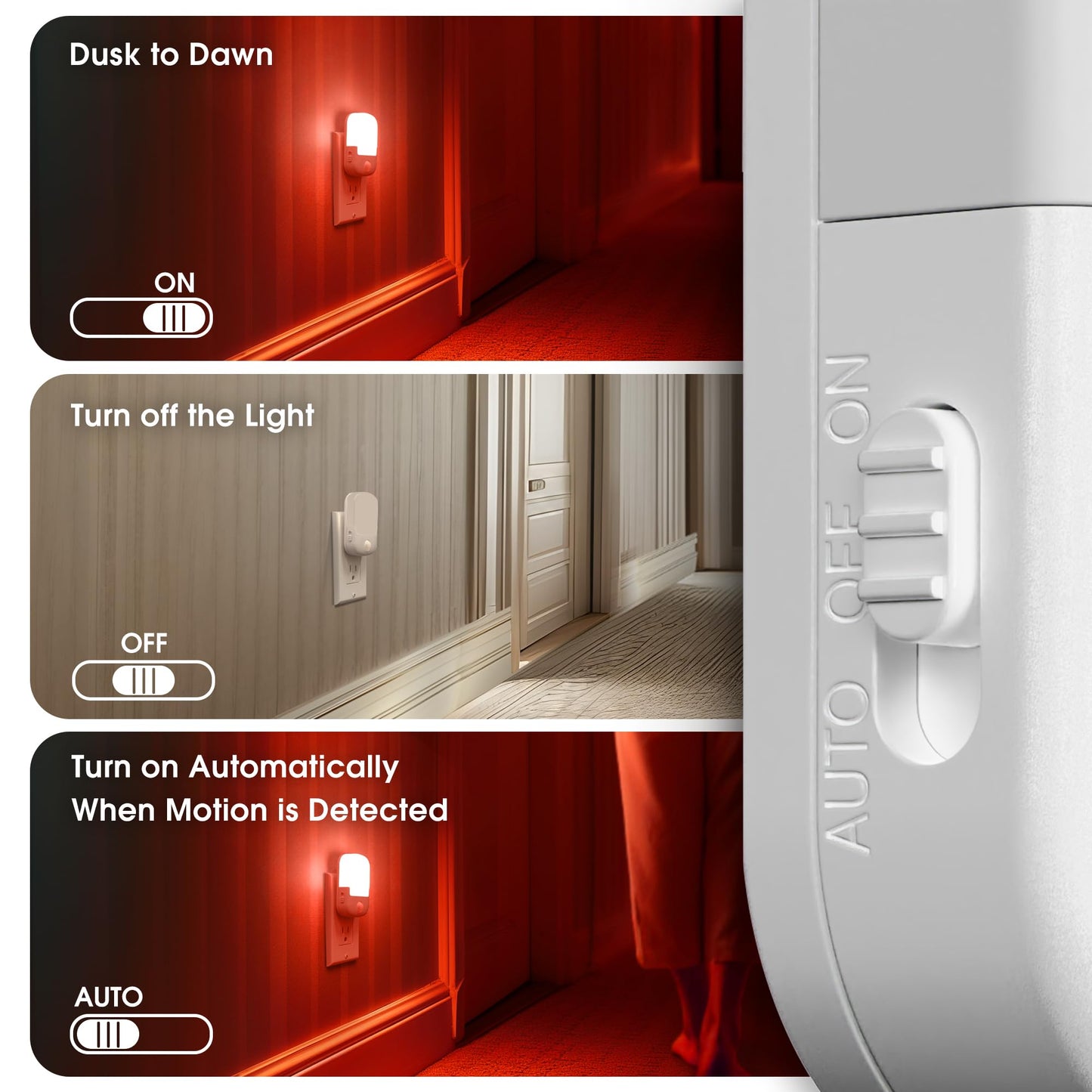 Briignite Night Lights Plug into Wall, Modern LED Night Light Plug in, Dusk to Dawn Sensor, Soft White 3000K, 0-100LM Adjustable Brightness, Dimmable NightLight for Hallway, Bedroom, Stairway, 2 Pack