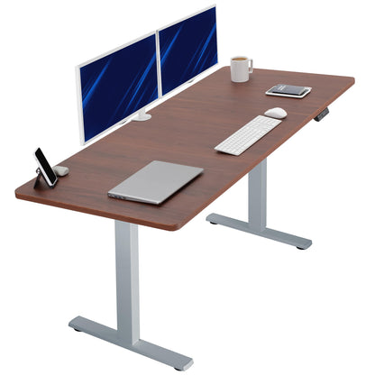 VIVO Electric 71 x 30 in Standing Desk, Memory Height Adjustment, 1B Series, Holds 220 lbs, Dark Walnut Top Gray Frame, DESK-KIT-1G7D