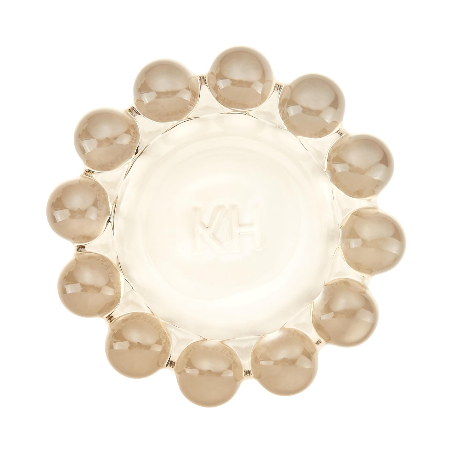 khtumeware Chic Smoky Bubble Glass Candle Dish – Modern Clear Glass Candle Holder for Tealights & Diffusers, Decorative Tray for Home & Tabletop Decor（1 Pack）