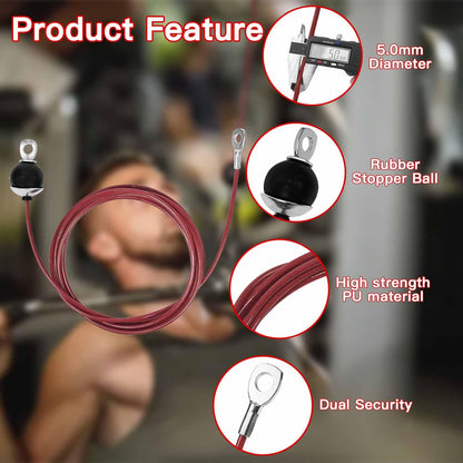 AIKESIWAY Replacement Cables for Home Gym, Fitness Pulley Cable, Weight Machine Replacement Cable -Thick 5mm(0.2inch) Heavy Duty Steel Wire Rope for Home Gym Cable (Type-B red, 39 inches)