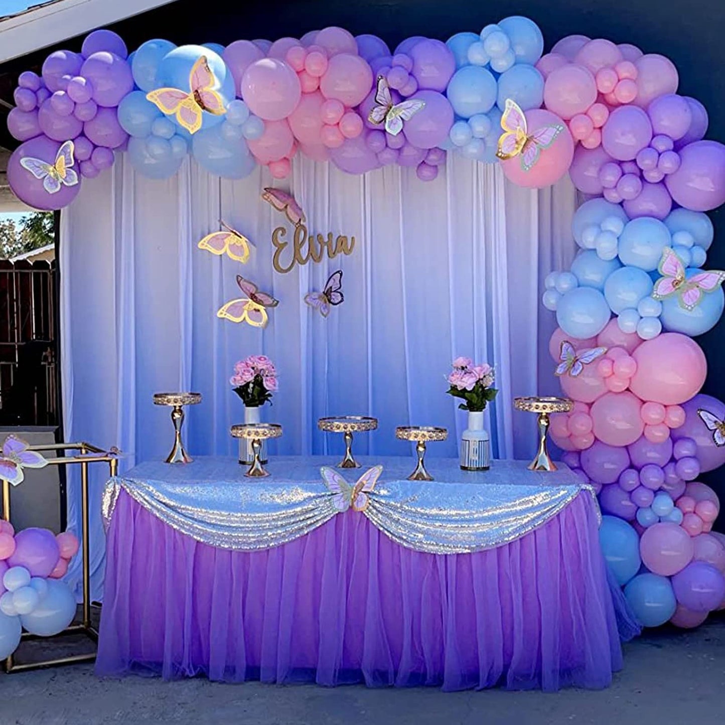 Tulle Table Skirt Tableware Table Cloth for Rectangle Tables or Round Tables Tutu Table Skirting for Party,Wedding,Birthday Party&Home Decoration (L6(ft) H 30in, Purple)