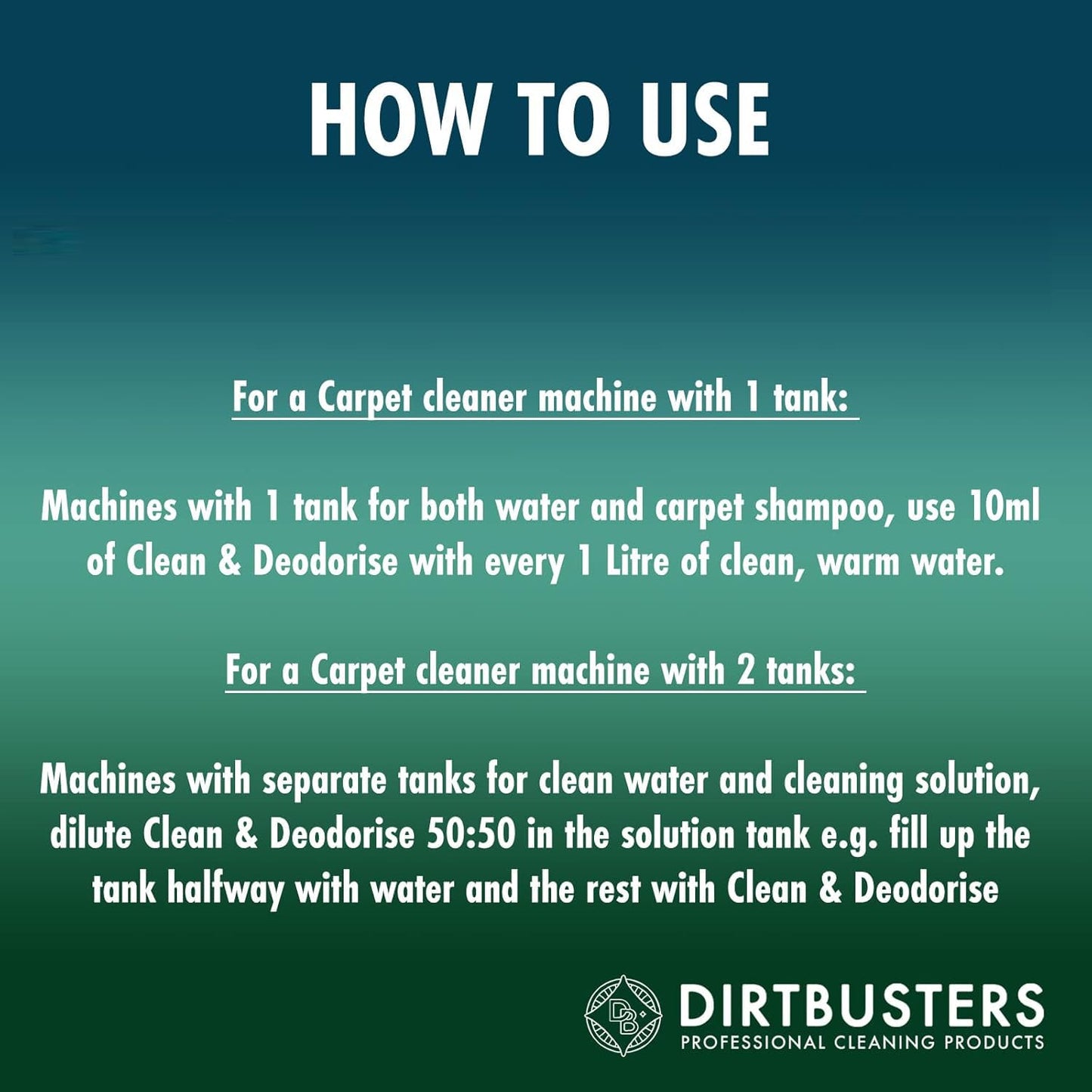 Dirtbusters Carpet Shampoo Cleaner Solution (5L) Clean & Deodorise With Stain Cleaning Remover And Odour Treatment, Spring Fresh