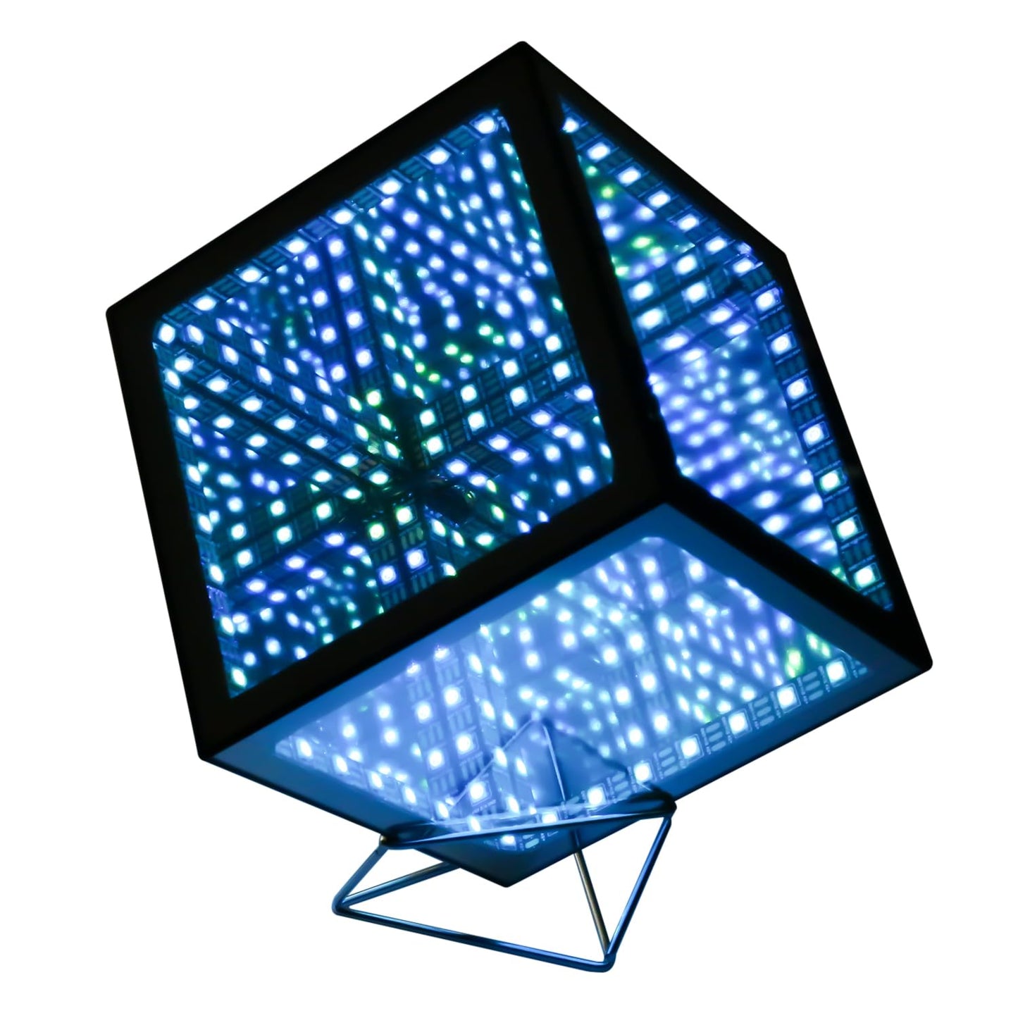Heepulor Infinity Mirror Hyper Cube Table Lamp, Desk Art Night Light, Color-Changing Music-Sync APP-Controlled Ambient Light for Gaming, Party, Home, Gift (4Inchs Without APP)