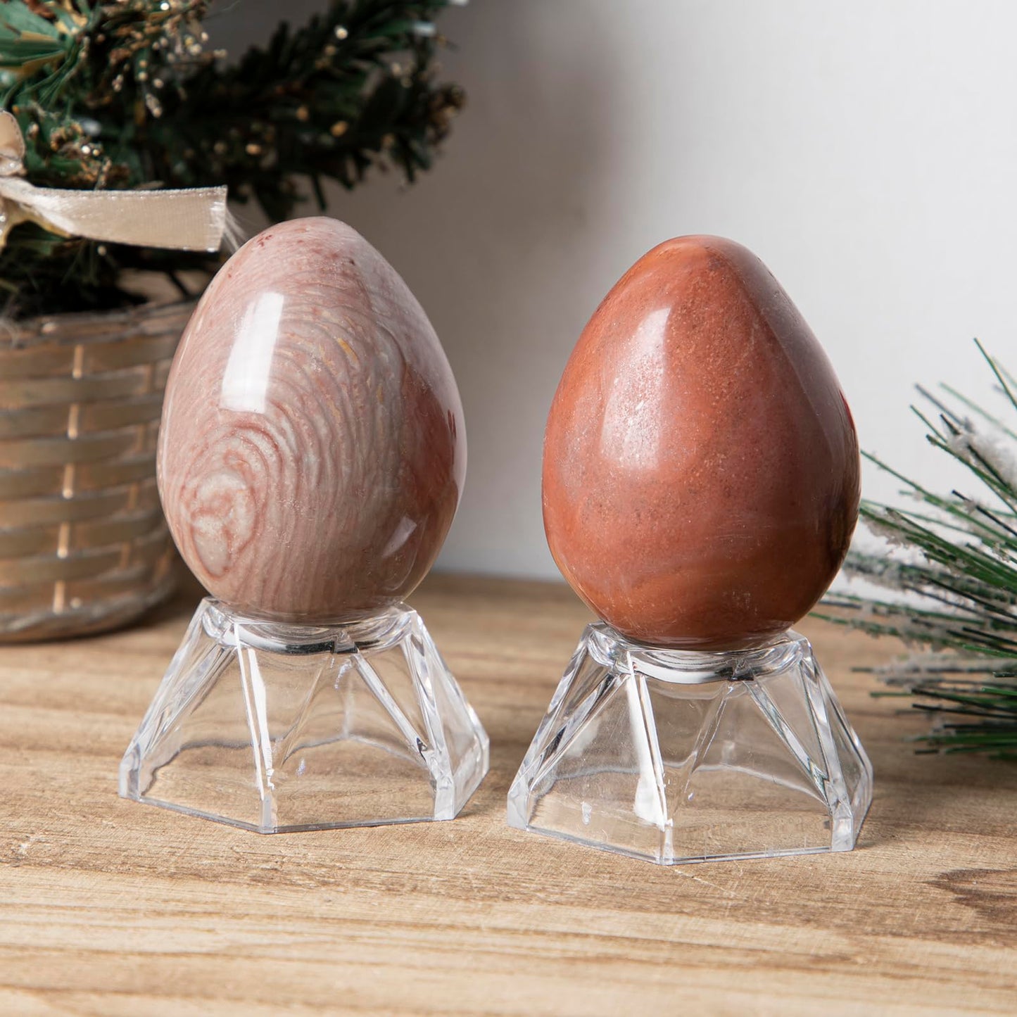 Sportmusies Natural Ocean Jasper Stone Egg Figurine Home Office Easter Decoration, Reiki Healing Crystal for Yoga Meditation, 1.69-2.28 inches
