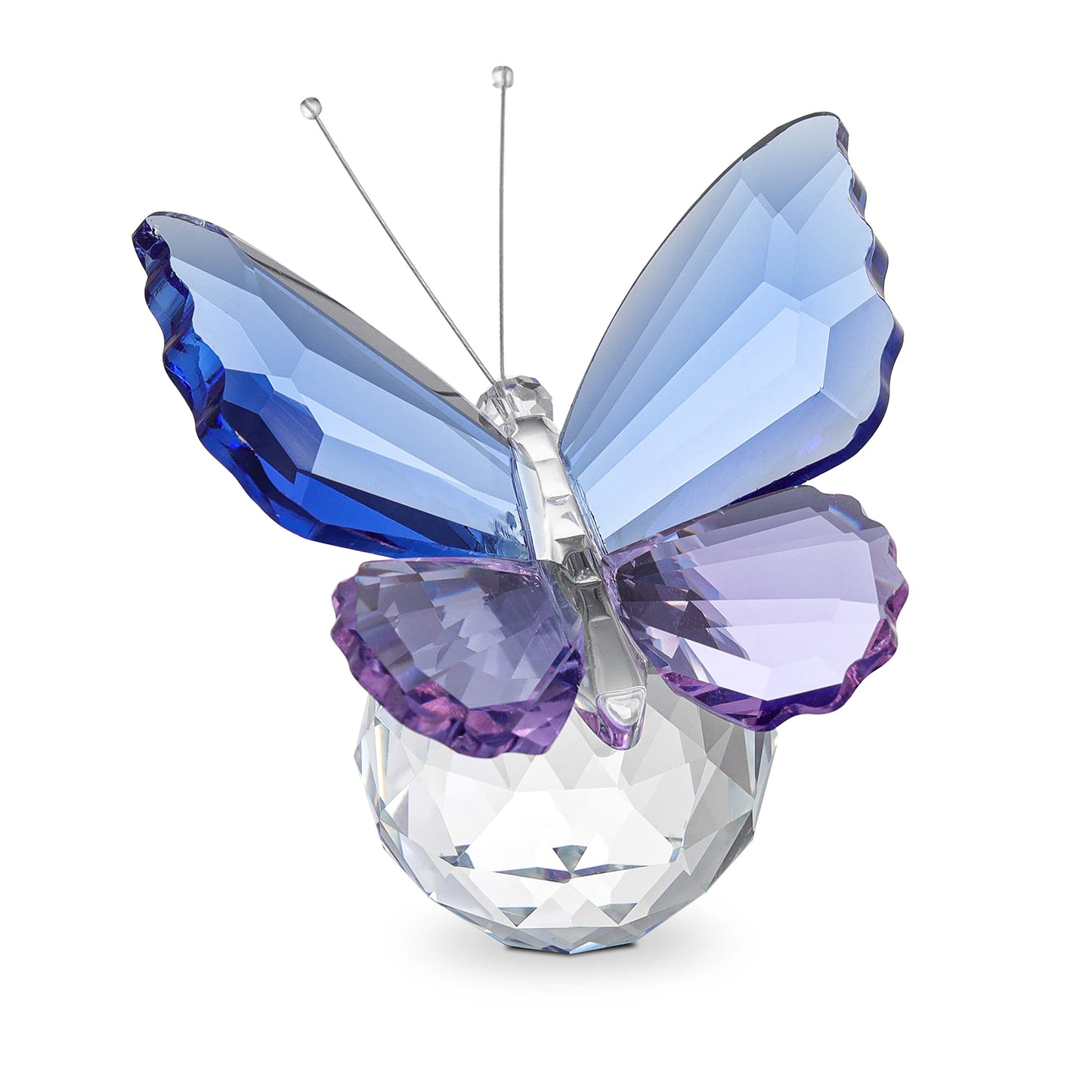 LONGSHENG - SINCE 2001 - Crystal Butterfly Figurine with Ball Base Glass Blue Purple Butterfly Crystal Collectible Paperweight Table Decor for Wedding Festival