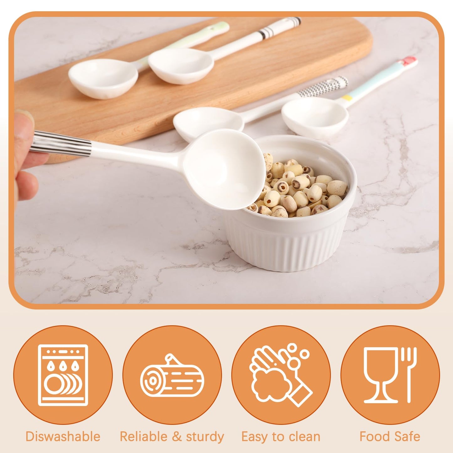 Ycxvacop 5 Pieces Ceramic Spoons,Asian Soup Spoon,Ramen Spoons,Japanese Soup Spoons,Ceramic Large Soup Spoons Chinese Soup Spoons for Pho,Wonton,Dumpling,Noodles (Black-6.5 in)