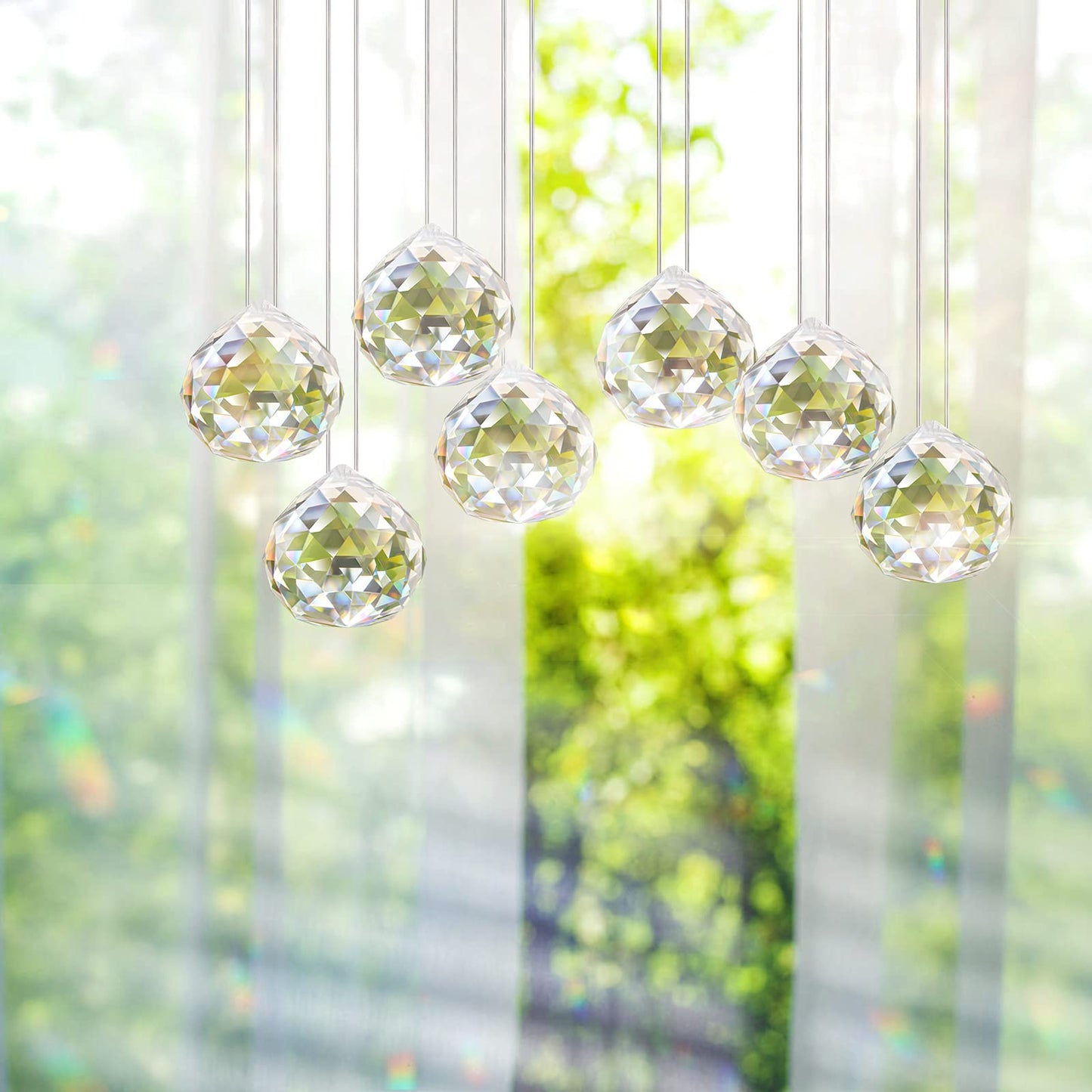 Crystal Prism Ball Sun Catcher - 20 Pack 30mm Hanging Decor for Windows, Wedding, Home, Feng Shui, Chandelier Pendant - Rainbow Maker, DIY Crafts, Gift Idea