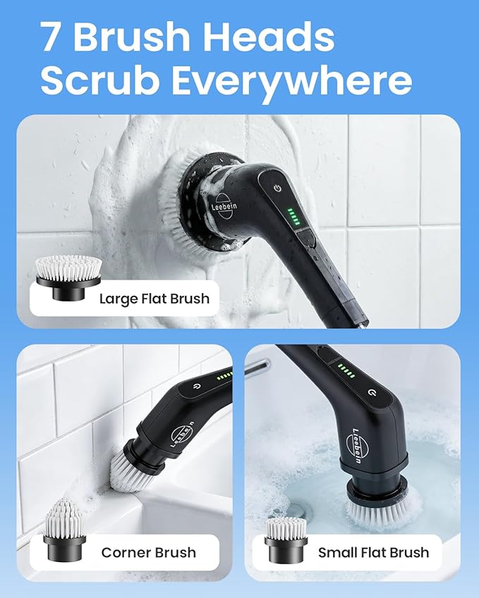 Leebein Electric Spin Scrubber, Cordless Cleaning Brush