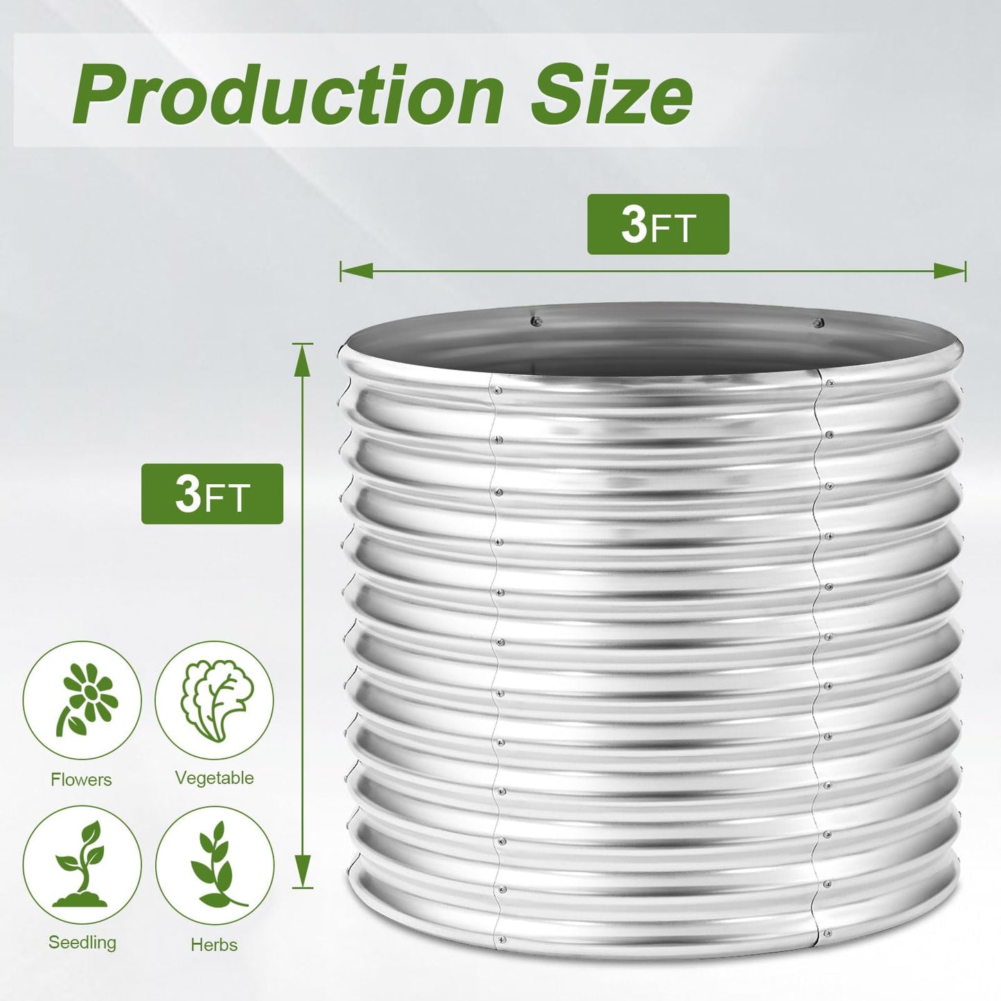 AHEONLAR 2 Pack 3x3x3ft Round Galvanized Raised Garden Bed Outdoor Metal Planter Bed Box for Vegetables Gardening