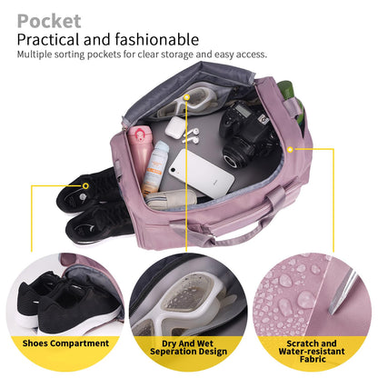 FIORETTO Women's Gym Duffle Bag with Shoes Compartment, 30L Capacity, Ideal for Travel, Gym, Sports, Duffel, Weekender, Pink