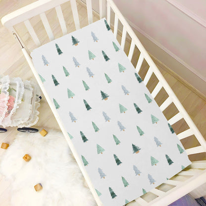 Burbuja Christmas Tree Crib Sheet for Boys Girls, Fitted Crib Sheet 28 x 52 in for Standard Crib & Toddler Bed Mattresses, Soft & Breathable