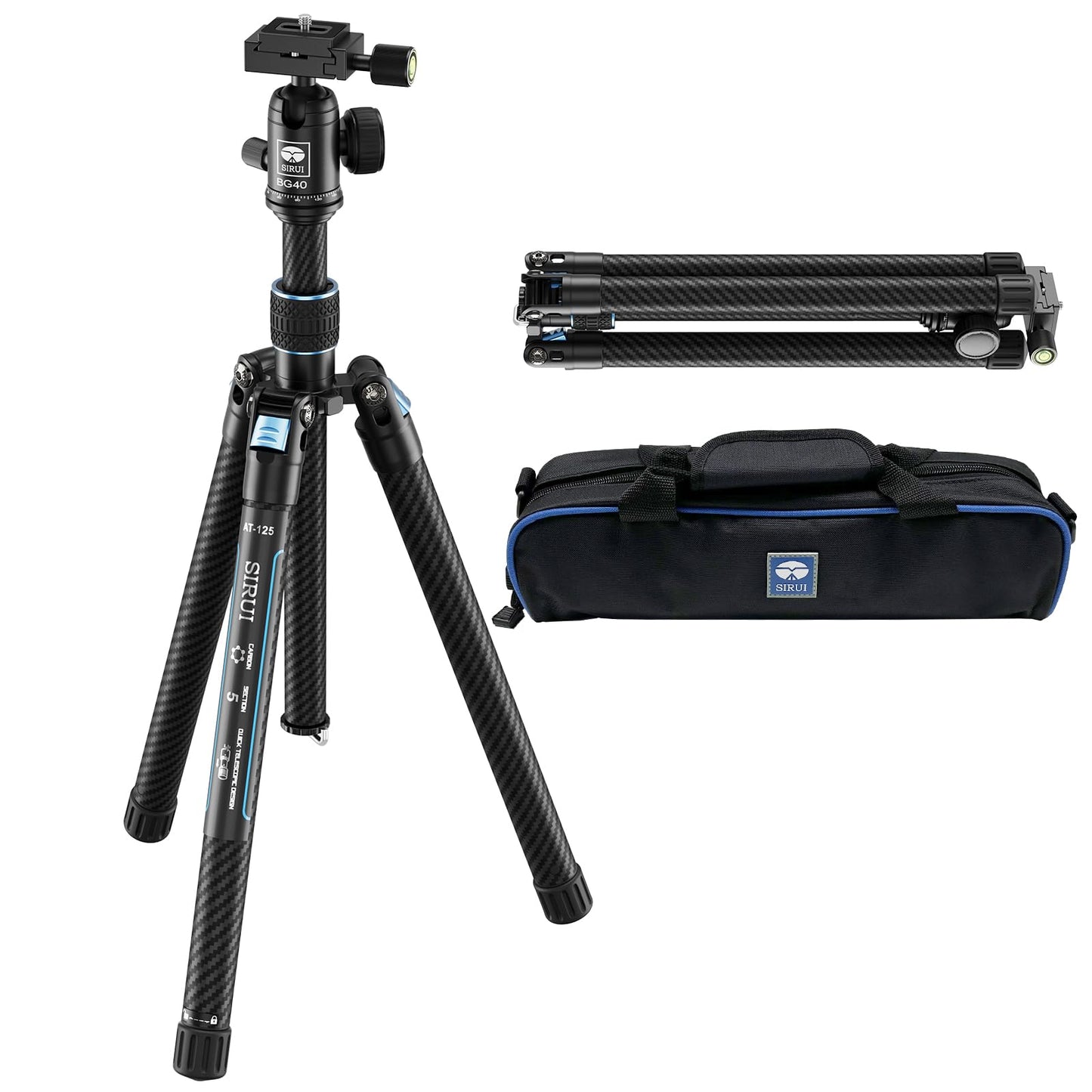 SIRUI 60" Carbon Fiber Tripod for Camera with 360° Panoramic Ball Head, Arca QR Plate, Compact Lightweight 2.1lbs Travel Tripod for DSLR Video Camcorder, Max Load 10kg, Traveler X-III