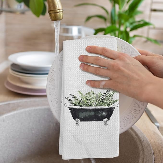Sage Green Eucalyptus Kitchen Towels Set of 2, Sage Green Bathroom Decor