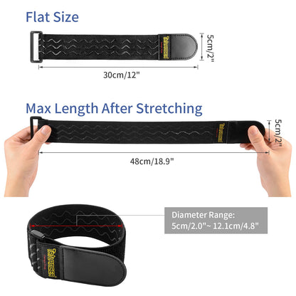 Trilancer Elastic Cinch Straps with Anti-Slip Strips, 12 "x 2"(8 Pack) Heavy Duty Multipurpose Hook and Loop Straps for Extension Cords, Cables, Ropes, Hoses, Bike, Pant Garters