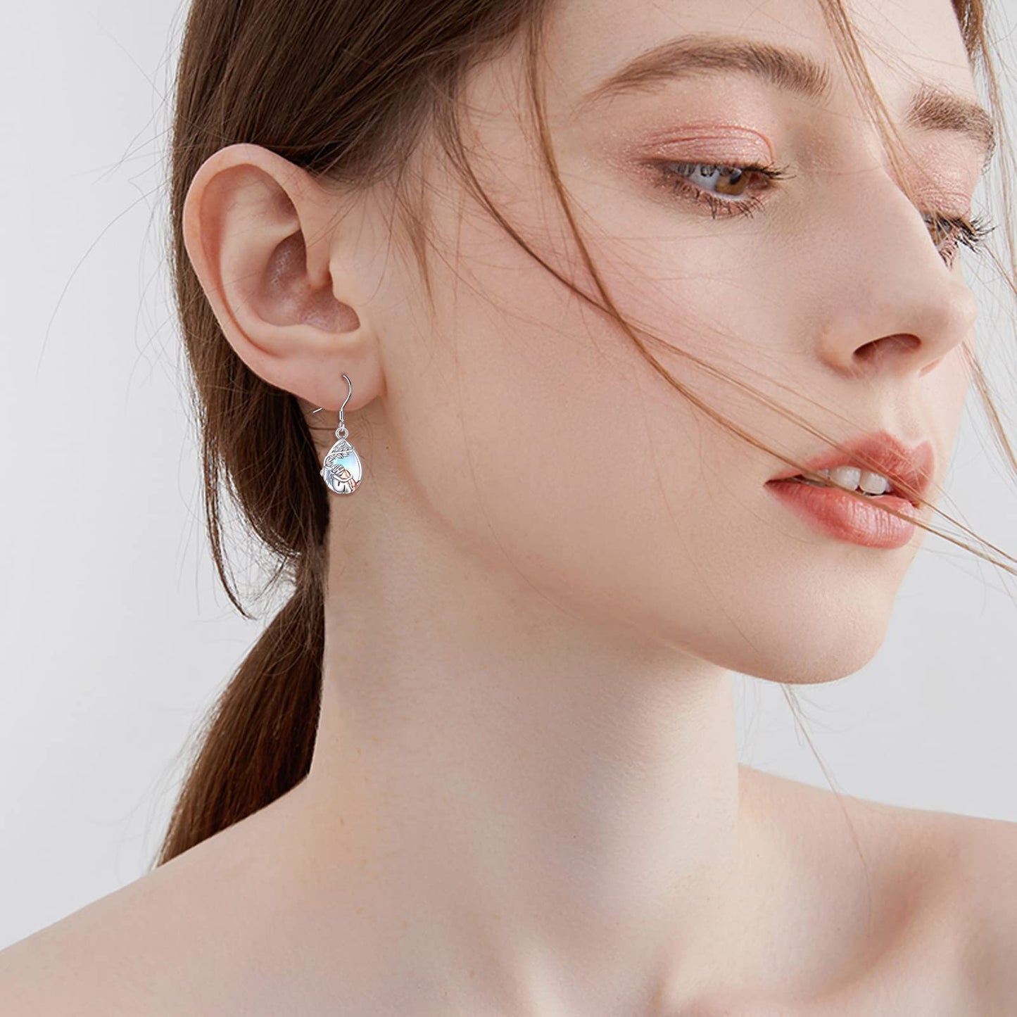 YFN Dog Earrings 925 Sterling Silver Teardrop Moonstone Animal Dog Earrings Jewelry Gifts for Women Pet Lover