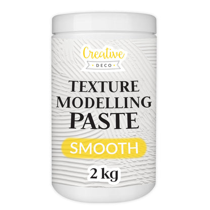 Creative Deco Modelling Paste Smooth Paste | 2 kg | White Paste | Texture Paste Acrylic Paint Structural Paste Medium for Art Project, DIY, 3D Effect, Structure, Texture