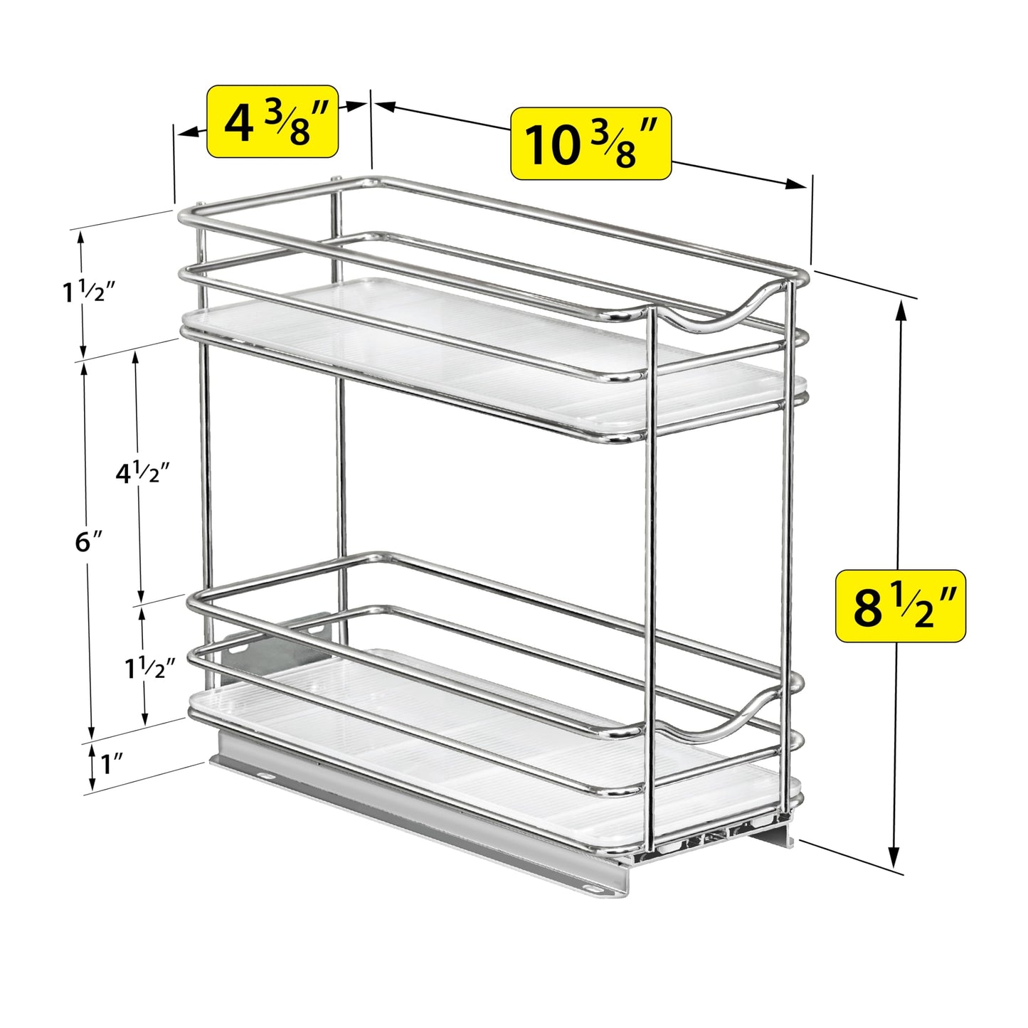 LYNK PROFESSIONAL® Pull Out Spice Organization for Cabinets - 4-3/8 inch Wide – Spice Rack for Inside Cabinets, Slide Out Spice Rack Organizer for cabinet – Pull Out Spice Rack, Sliding 2 Tier Chrome