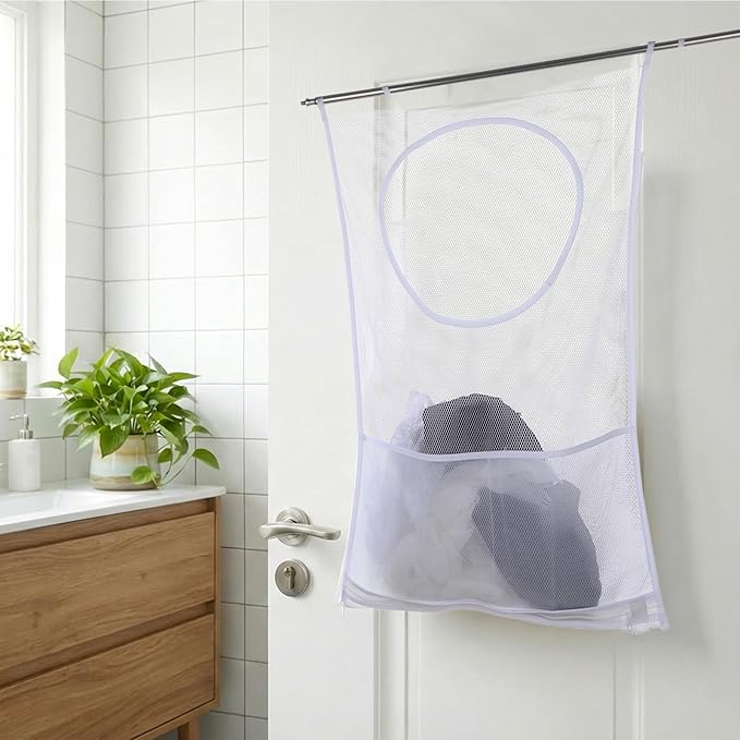 2Pcs Bag Over the Door Hamper Large Hanging Mesh Hamper