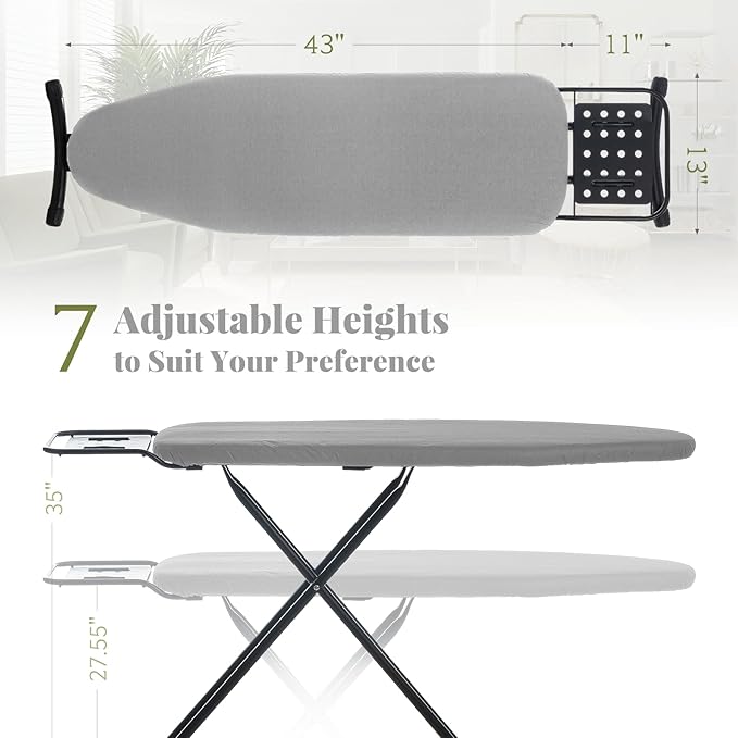 Ironing Board Full Size, RAINHOL 43"x13" Heavy Duty Compact Iron Board