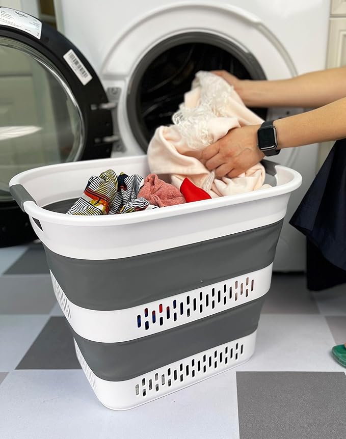 SAMMART 40L Collapsible Plastic Laundry Basket