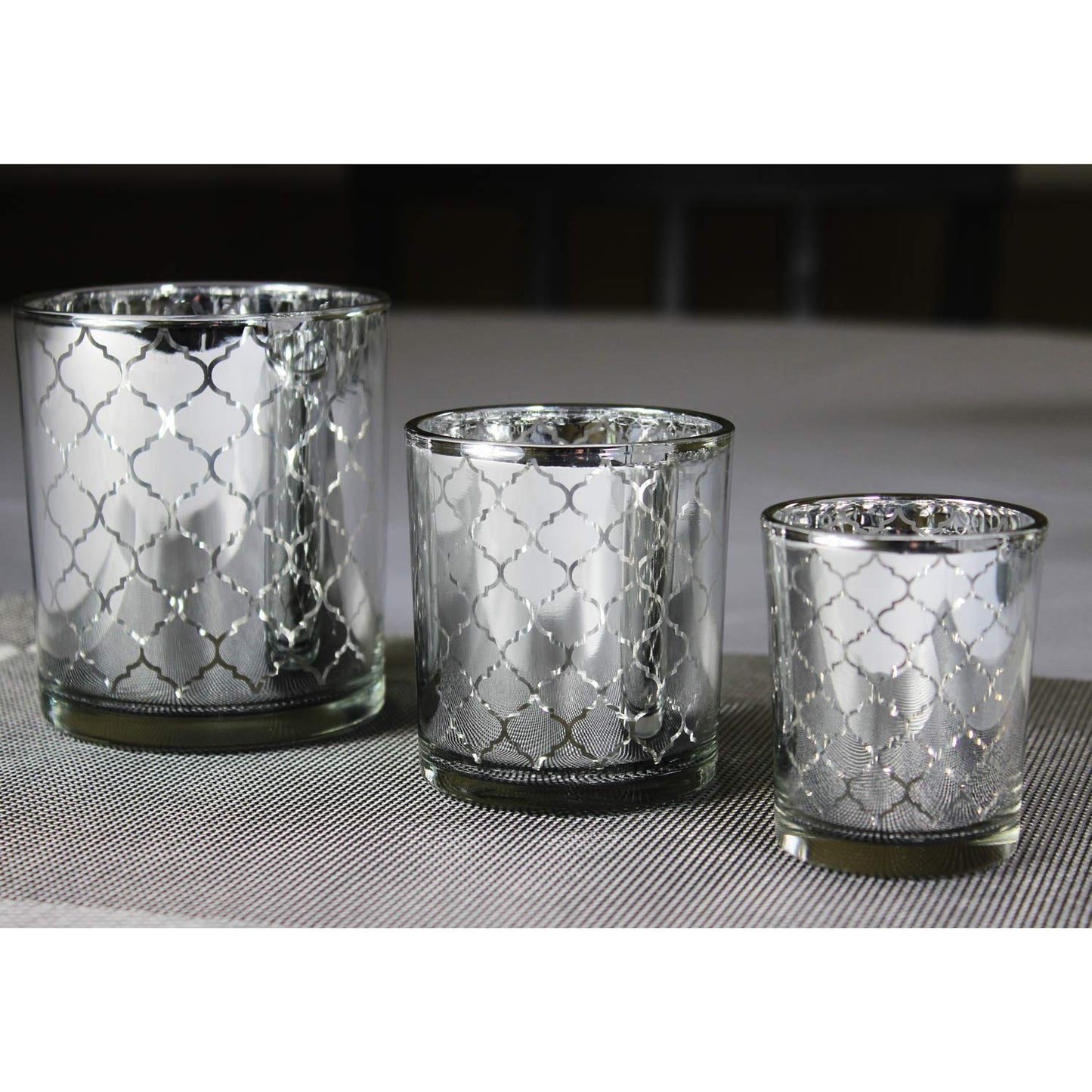 Seraphic Glass Votive Tealight Candle Holders in Bulk for Table Centerpiece Wedding Decor, Silver, 2.75" Tall, Set of 12