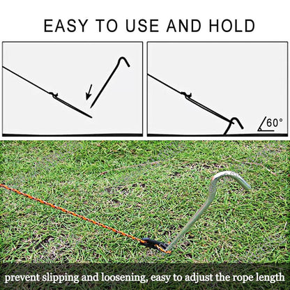 12 Pack Replacement 6.5ft Tethers and Aluminum Metal Stakes Tie Down Rope Strings Halloween Christmas Xmas Blow Up Inflatable Spikes Outdoor Holiday Yard Garden Lawn Decoration Camping Tent