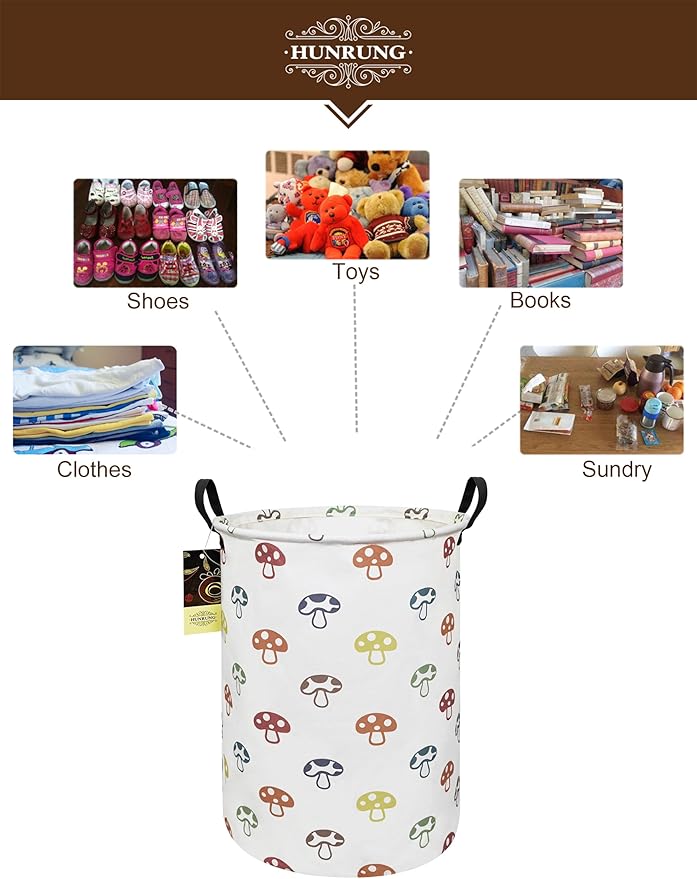 HUNRUNG Laundry Hamper, Large Canvas Fabric Lightweight Storage Basket Toy