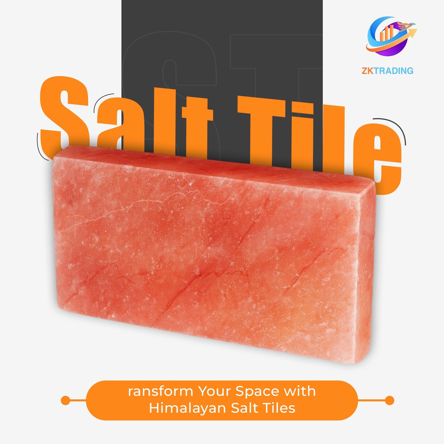 ZK Himalayan Salt Tiles 8"x4"x1" – Pack of 4 Natural Pink Salt Bricks for Sauna Walls, Salt Blocks of 2.5 lbs for Spa Rooms, Backlit Salt Walls & DIY Wellness Décor