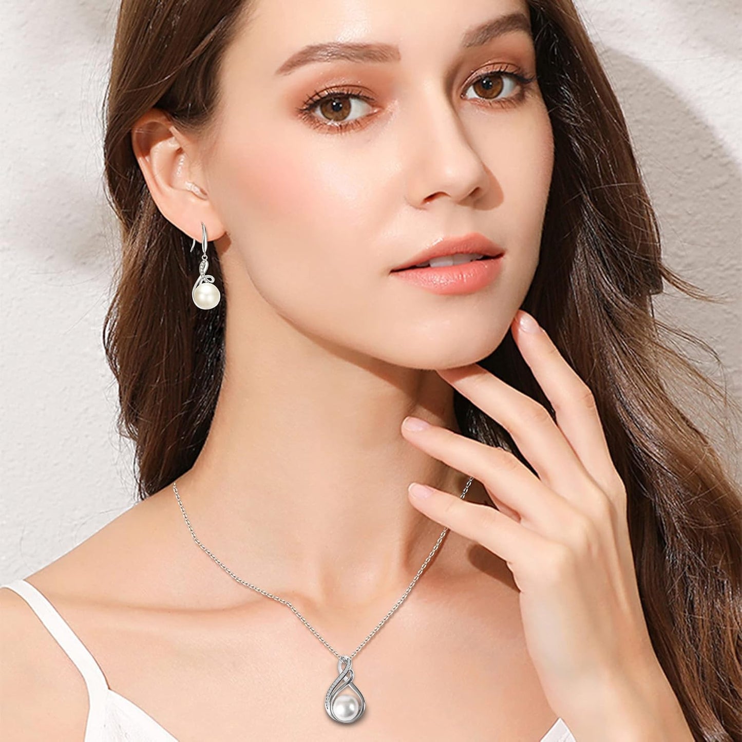 Mothers Day Gifts Mom Necklace For Women 925 Sterling Silver Mother Of Pearl Necklace Birthday Christmas Mom Gifts (MN1002Pearl2W, Sterling Sliver)