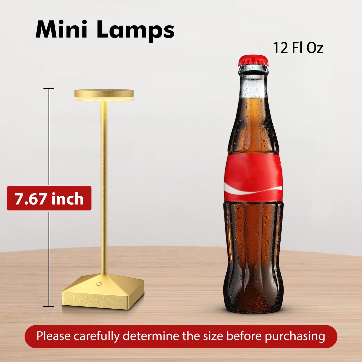 FUNTAPHANTA 3 Pack 7.67in Gold Small Cordless Table Lamps Rechargeable, Battery Operated Mini Lamp, Small Lamp Touch Portable Table Lights, LED Night Light for Bedside/Dining/Bar/Outdoor (Gold-C)