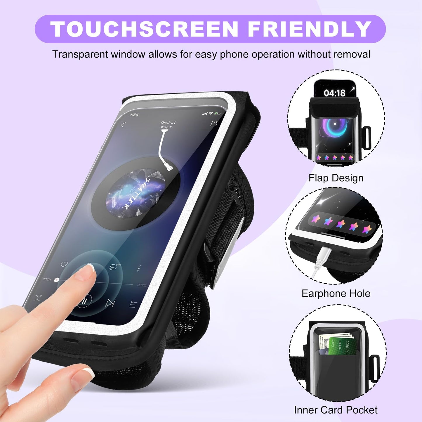Kebrela Running Armband for Phone, Adjustable Reflective Sports Wristband & Forearm Band for iPhone 17/16/15/14/13 Pro Max Samsung Galaxy S23/S22, up to 7", Secure Fitness Phone Holder for Men Women