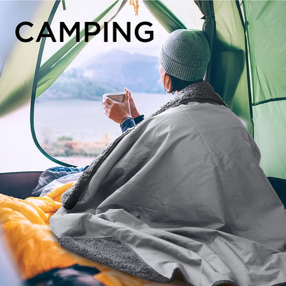 Tirrinia Large Waterproof Outdoor Blanket, Soft Warm Windproof Stadium Blanket with Sherpa Fleece and Foldable for Outdoor Sport, Baseball, Football, Beach, Concerts, Car,59" x 79"