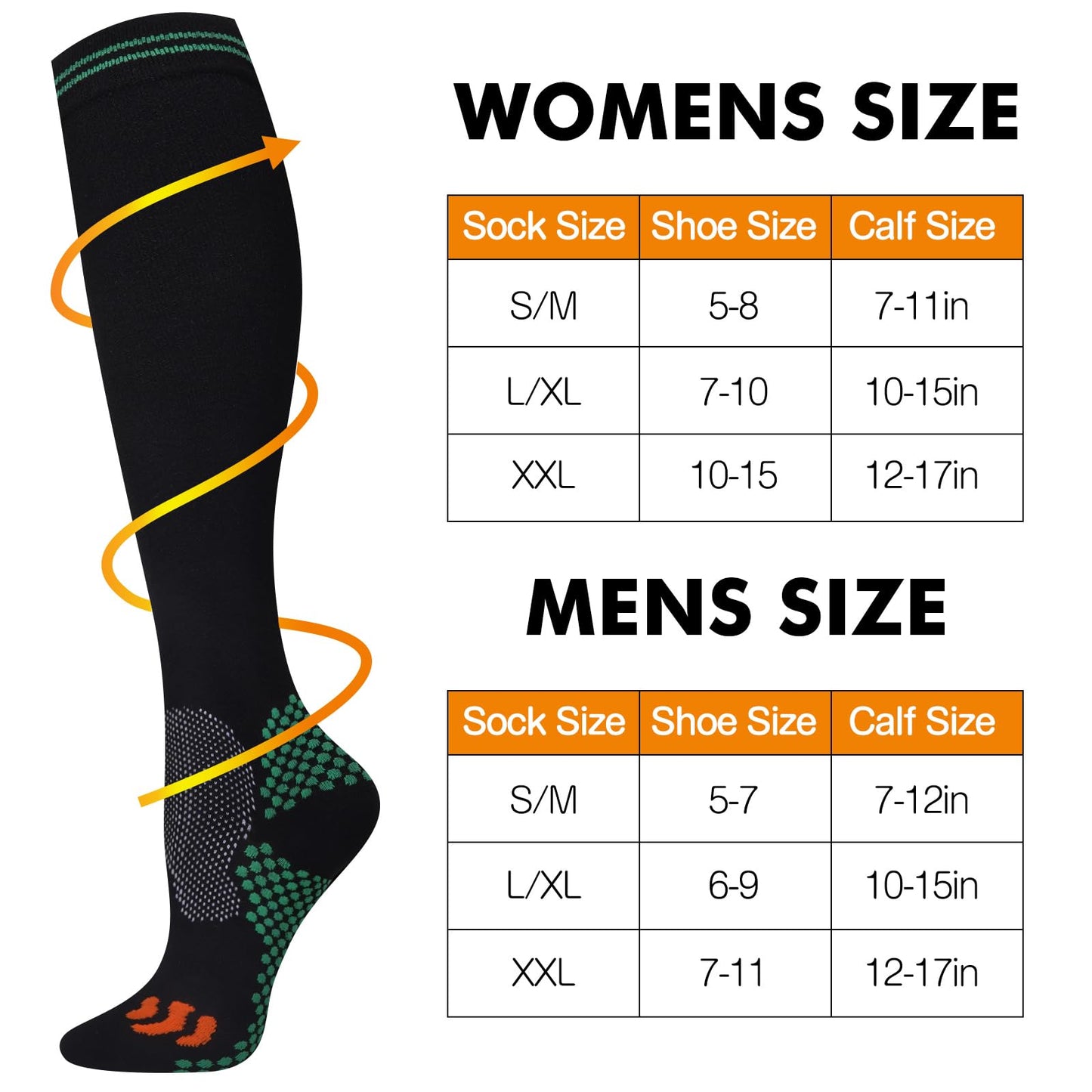 Odtmger Compression Socks (2/3 Pair) for Men and Women 20-30 mmHg Compression Stockings Circulation for Cycling Running Support Socks