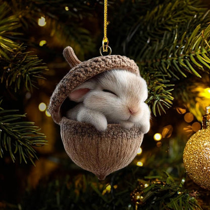 Christmas Tree Decoration,5Pcs Cute Animals Christmas Tree Acrylic Pendant, Fun Pinecone Xmas Hat Xmas Tree Accessories Christmas Pendants Hanging,Owl Rabbit Fox Christmas Ornament