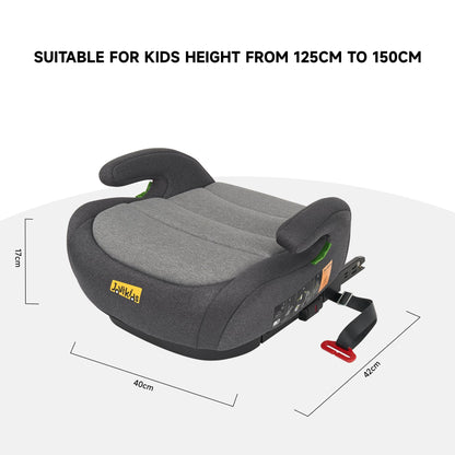 Jovikids I-Size Booster Seat for Car with ISOFIX, 125-150cm (Group 2/3, 6-12 Years), Portable Car Seats for Kids, Comfortable, Compact, Convenient for Everyday Use, Great for Travel, ECE R129, Black
