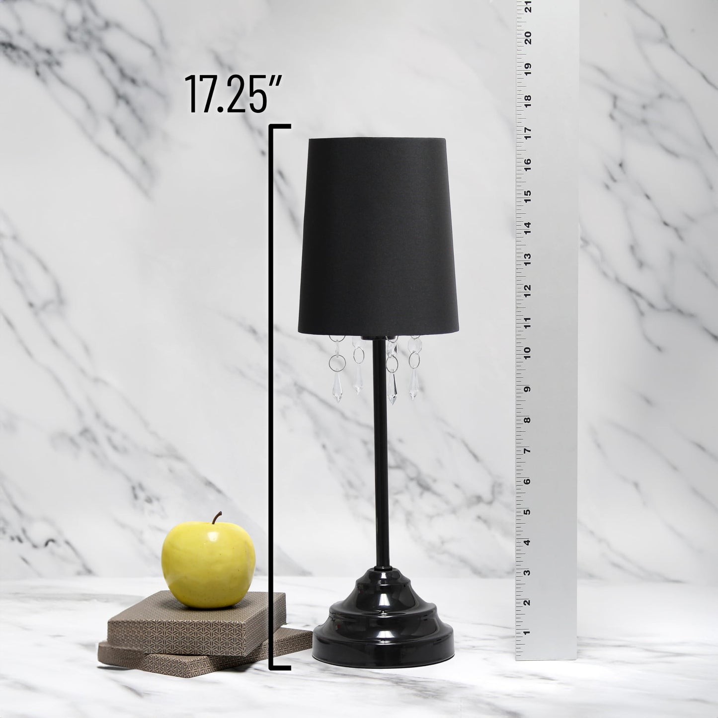 Simple Designs 17.25" Chic and Stylish Crystal Adorned Table Lamp - Black