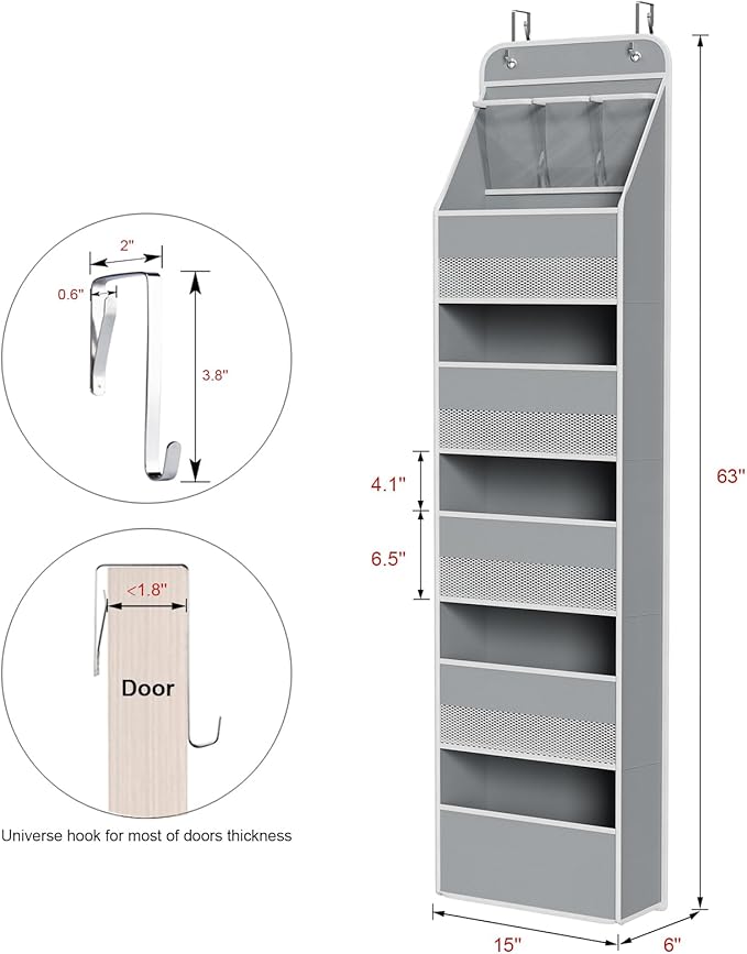 Univivi 6-Shelf Over Door Hanging Organizer Fabric Baby Door Storage