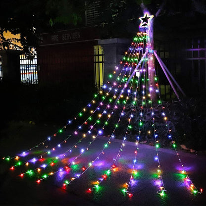 Christmas Decorations Star String Lights,320 LED Outdoor Christmas Tree Lights with 13" Topper Star,8 Modes Waterproof Hanging Fairy Twinkle Lights for Xmas New Year Party Holiday