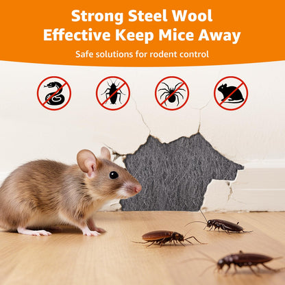 PICK FOR LIFE Steel Wool Mice Blocker 2 Pack 0000 Coarse Wire Wool Mice for Cleaning Rodent Control Gap Hole Filler Keep Rodent Rat Insect Pest out for Attic Garden Kitchen Garage with Gloves(3m/Roll)