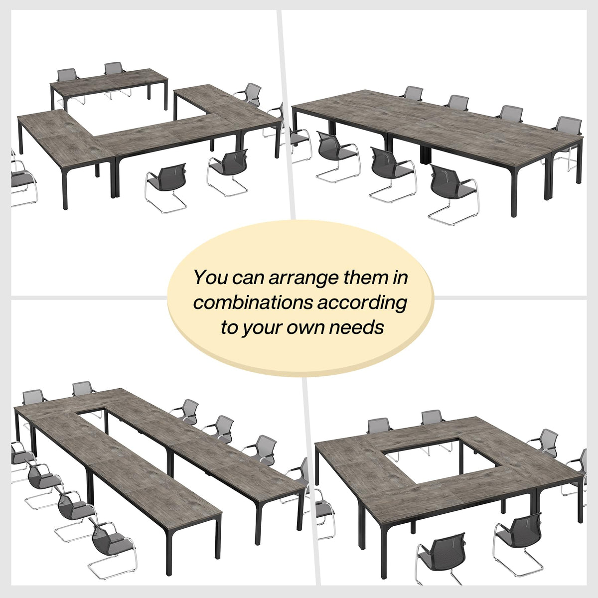 Tribesigns 6.5FT Conference Table, 78.7-Inch Rectangle Meeting Seminar Table, Large Business Tables for 6-8 People (Only Table) (Gray+Black)