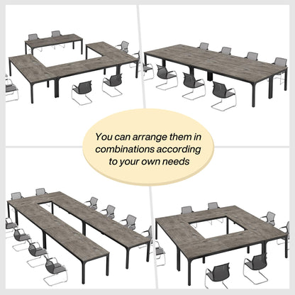 Tribesigns 6.5FT Conference Table, 78.7-Inch Rectangle Meeting Seminar Table, Large Business Tables for 6-8 People (Only Table) (Gray+Black)
