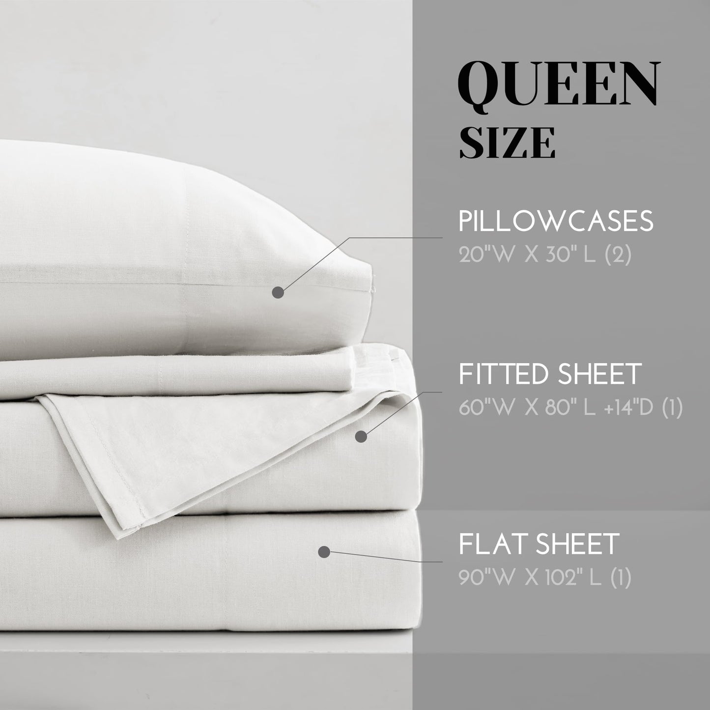 Comfort Spaces 100% Cotton Sheet Set Breathable, Lightweight, Soft with 14" Elastic Pocket Fits up to 16" Mattress, All Season Cozy Bedding, Matching Pillow Case, Cal King White 4 Piece