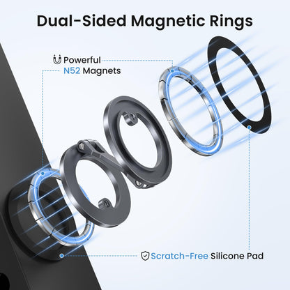 Itramax Magnetic Gym Phone Holder for Magsafe,Double Dual Ring Magnet Gym Phone Stand,360° Adjustable Cell-Phone Mount for iPhone 17 Air 16 15 14 13 12 Pro Max,Mag/Safe Case,Metal Surfaces,Golf Cart