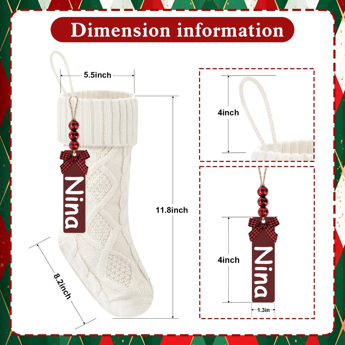 Doitory Christmas Stockings 18 Inches,Knitted Socks Christmas Decoration