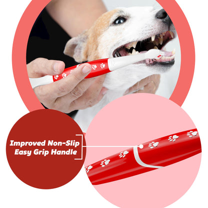 Pet Toothbrush for Dogs, Cats with Soft Bristles - Easy Teeth Cleaning & Dental Care, Non Slip Dual Head Dog Toothbrush